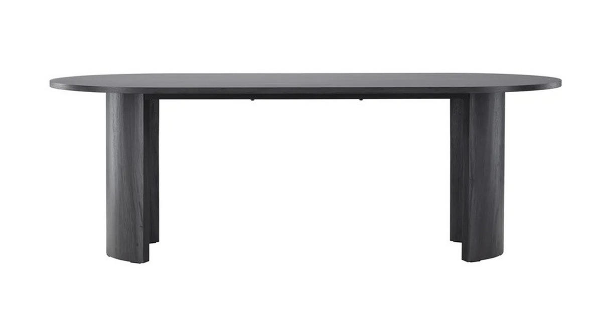 ESSTISCH 220/100/75 cm Echtholz  Holz oval Schwarz  - Schwarz, MODERN, Holz (220/100/75cm) - Livetastic