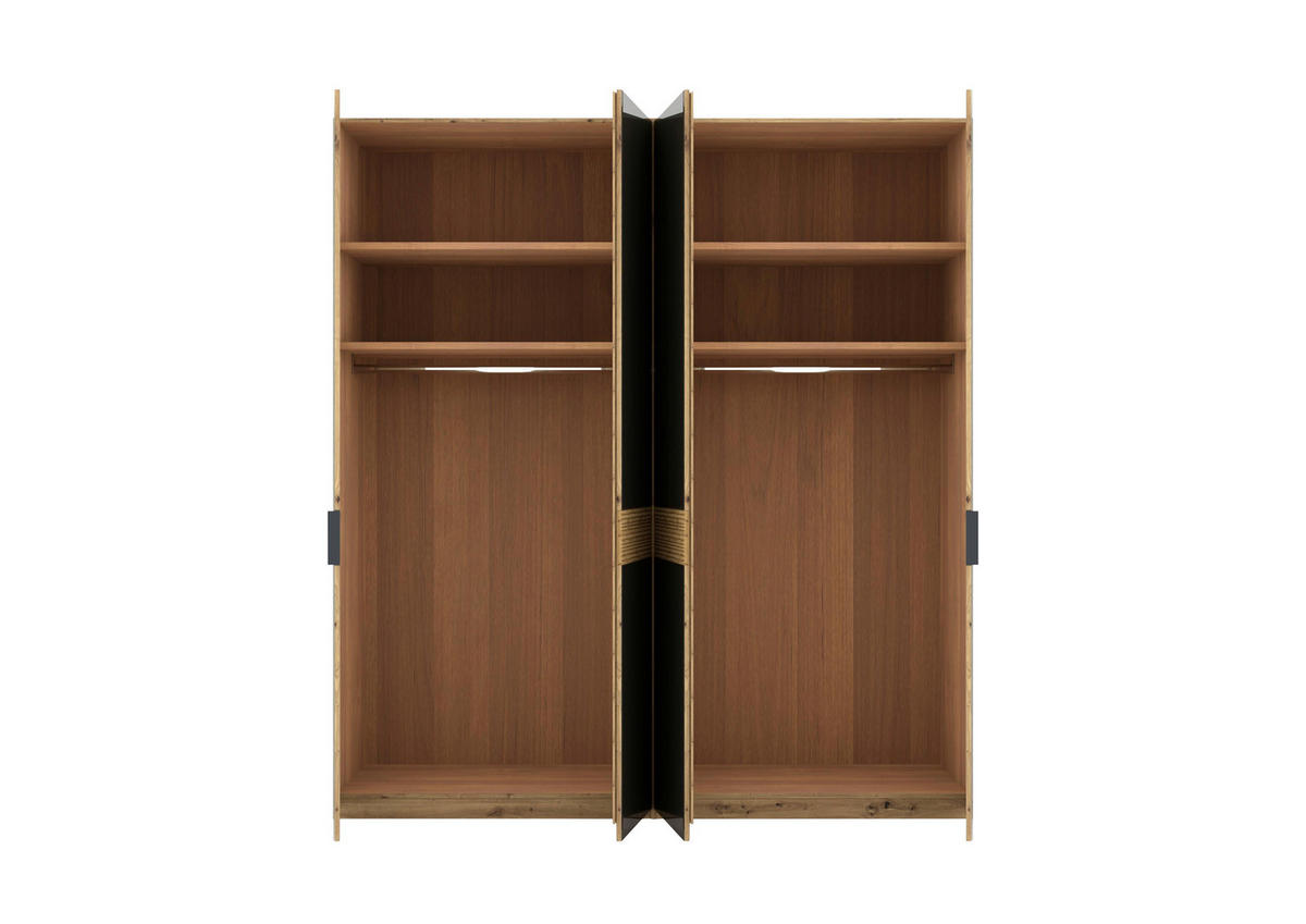 DREHTÜRENSCHRANK 200/216/58 cm,  in Braun, Eiche Bianco, 4 Tür(en)  - Schieferfarben/Eiche Bianco, Design, Glas/Holz (200/216/58cm) - Musterring
