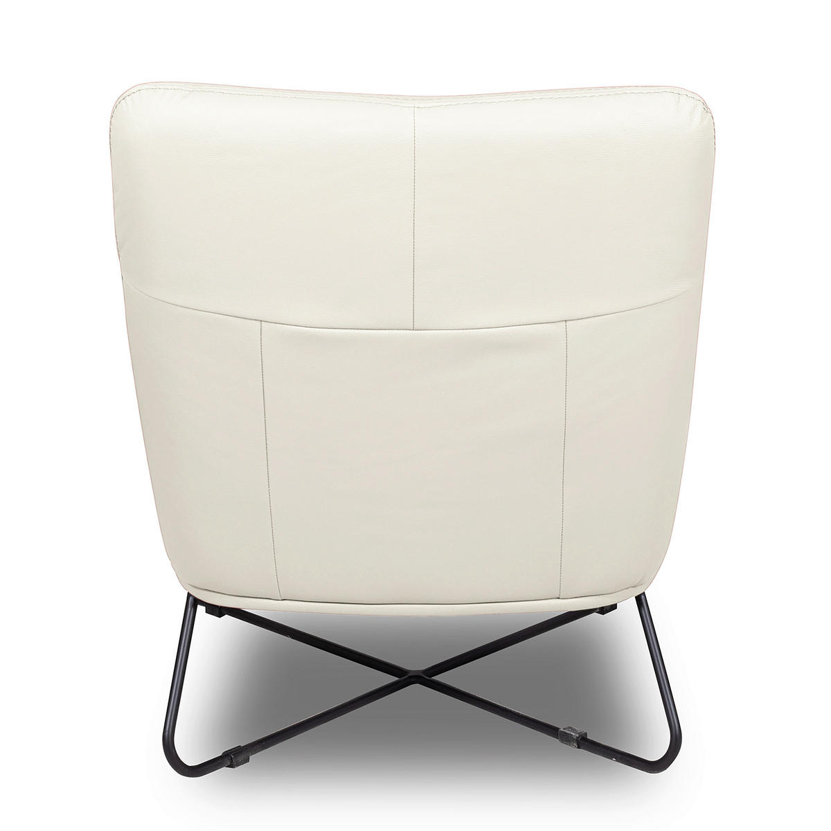 SESSEL in Echtleder Weiß  - Schwarz/Weiß, Design, Leder/Metall (67/87/74cm) - Livetastic