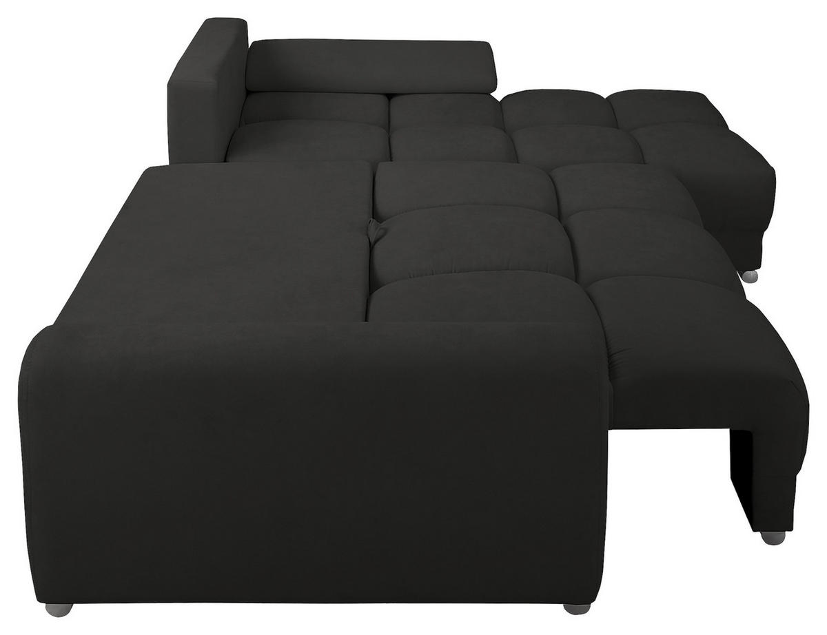 ECKSOFA in Mikrofaser Dunkelgrau  - Dunkelgrau/Silberfarben, Design, Textil/Metall (256/175cm) - Livetastic