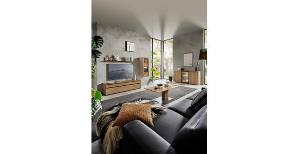 WOHNWAND  in Anthrazit, Kastanienfarben  244/190/47,1 cm  - Kastanienfarben/Anthrazit, Natur, Glas/Holz (244/190/47,1cm) - Valnatura