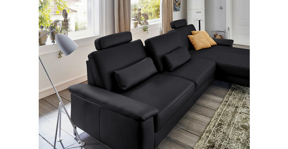 ECKSOFA in Echtleder Anthrazit  - Anthrazit/Schwarz, Design, Leder/Metall (334/176cm) - Dieter Knoll