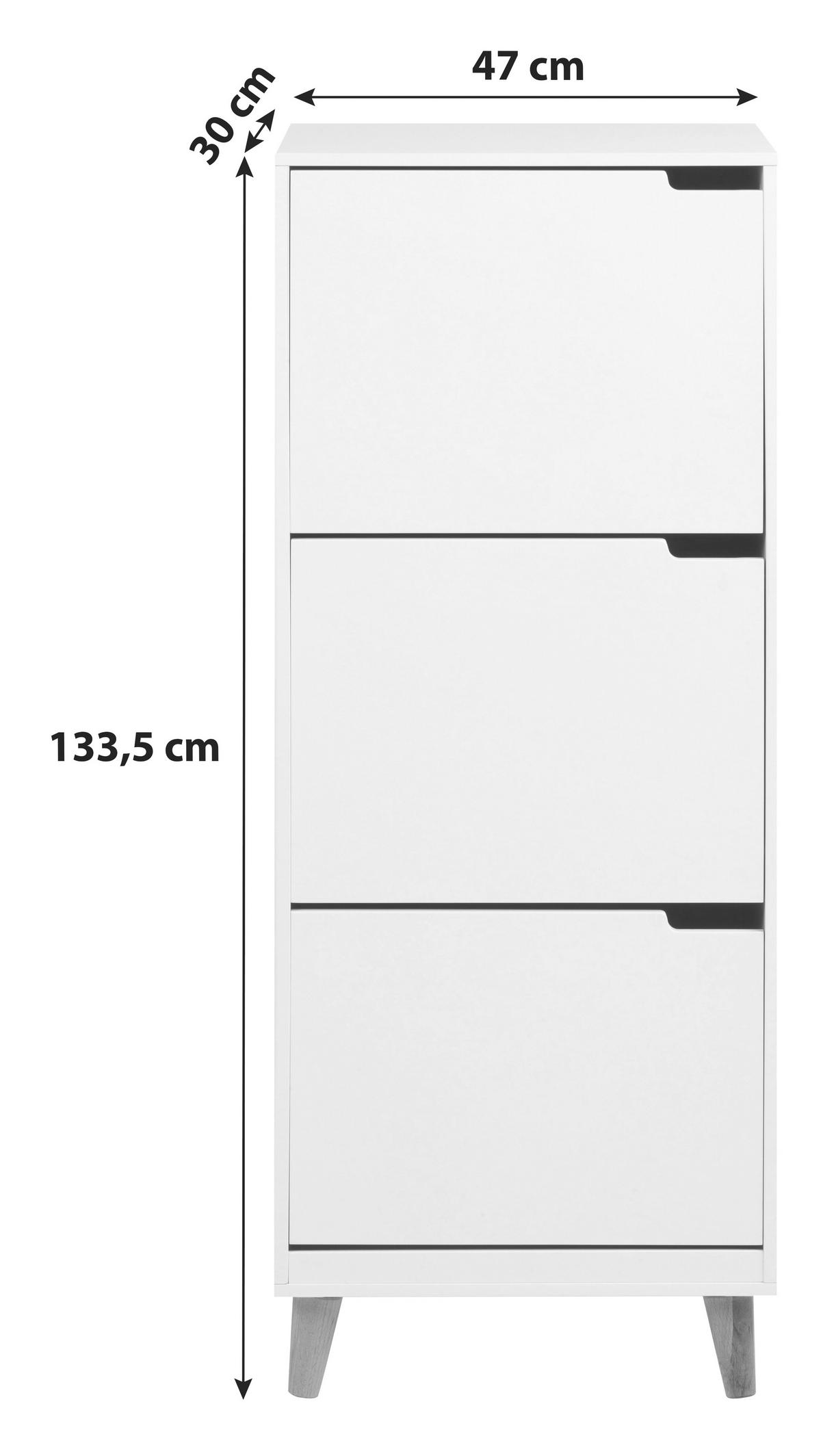 OMARA Z LOPUTAMI ZA ČEVLJE bela - barve hrasta/bela, Design, leseni material/les (47/133,5/30cm) - Livetastic