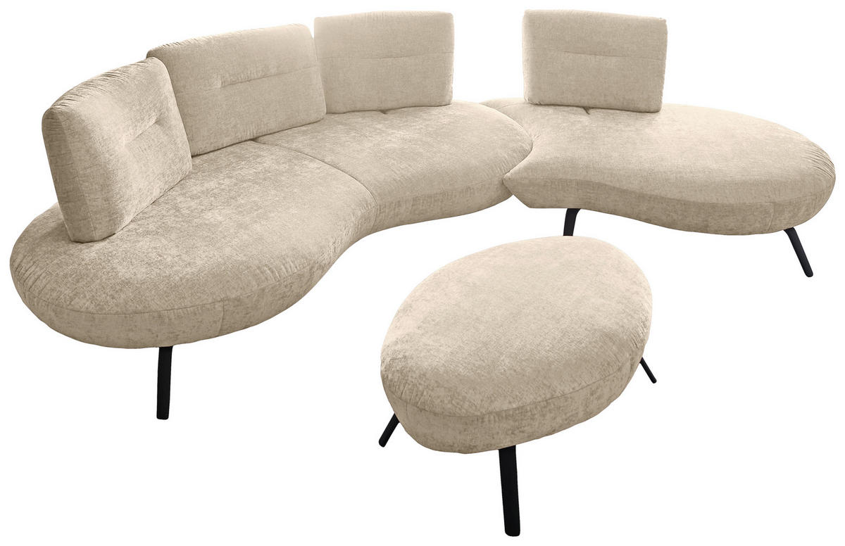 HOCKER Flachgewebe Creme  - Creme/Schwarz, Design, Textil/Metall (117/43/78cm) - Moderano