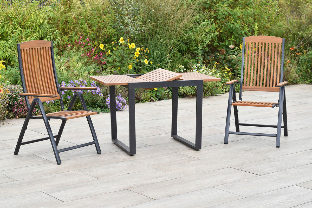 GARTENSET Akazie massiv Aluminium  - Graphitfarben/Naturfarben, MODERN, Holz/Metall - Gardenson