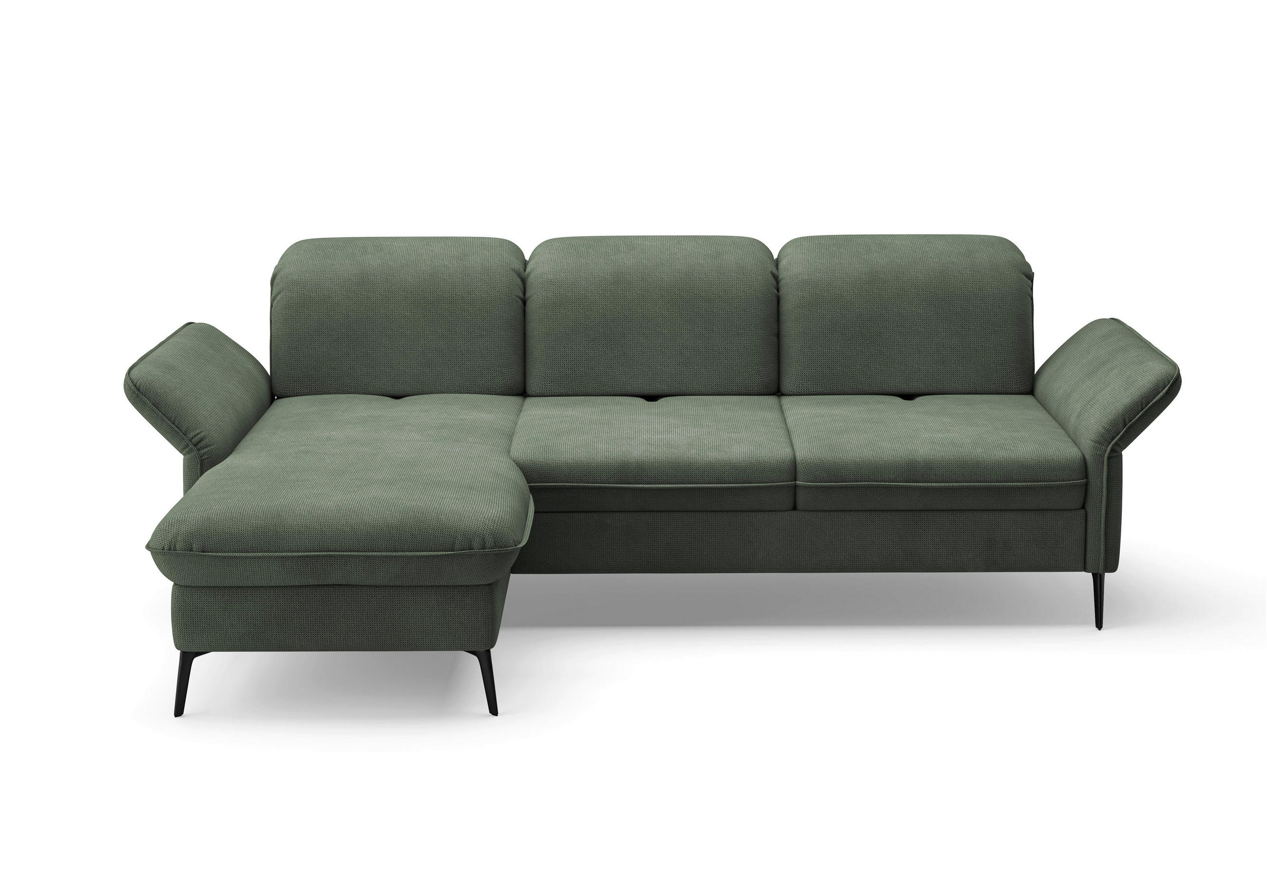 ECKSOFA in Flachgewebe Grün  - Schwarz/Grün, Konventionell, Textil/Metall (198/264cm) - Sit & More