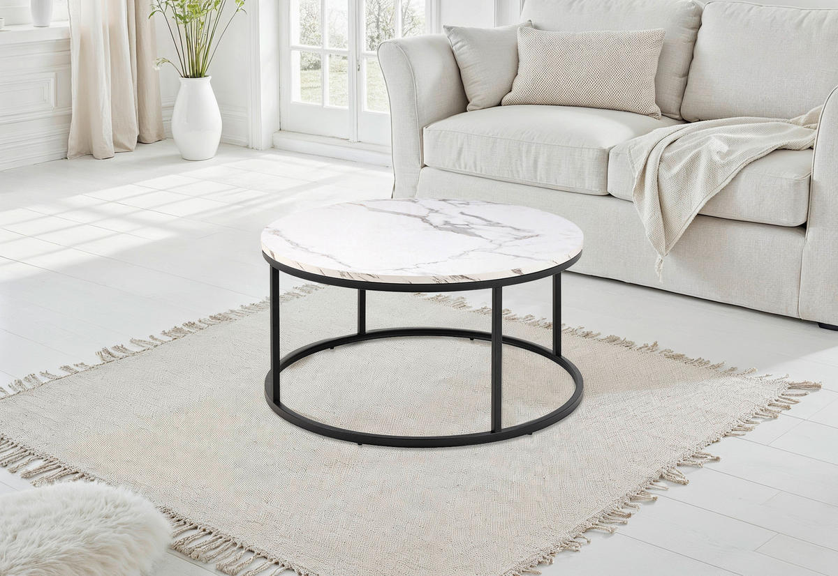 COUCHTISCH Spiro rund Schwarz, Weiß  - Schwarz/Weiß, Design, Holzwerkstoff/Metall (80/40/80cm) - MID.YOU