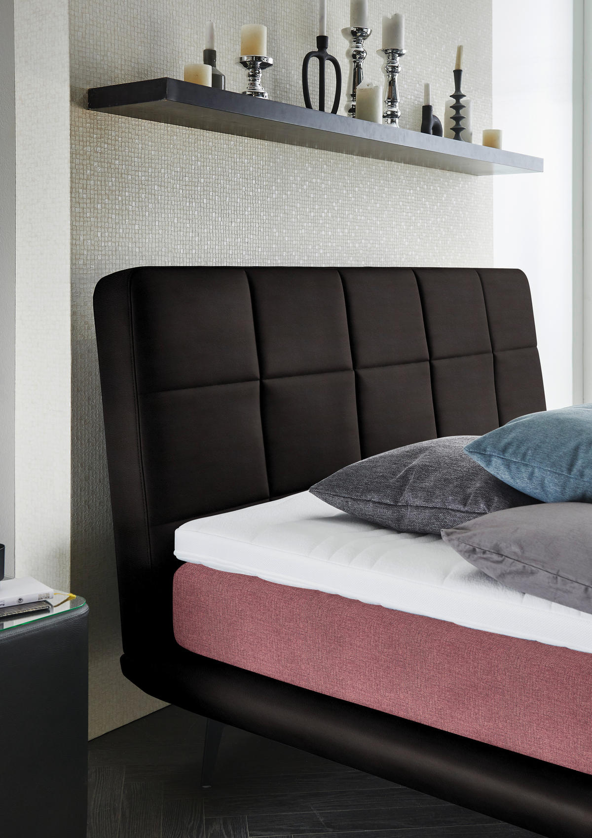 BOXSPRINGBETT 200/200 cm  in Beere, Dunkelbraun  - Beere/Dunkelbraun, Design, Textil/Metall (200/200cm) - Beldomo - Sleep