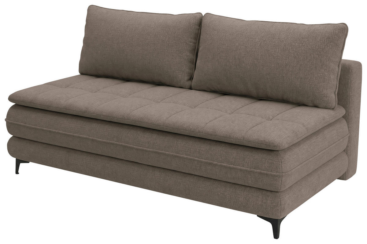 SCHLAFSOFA Chenille Taupe  inkl. Bettkasten, Schlaffunktion, Topper  - Taupe/Schwarz, Design, Textil/Metall (200/95/92cm) - Stylife