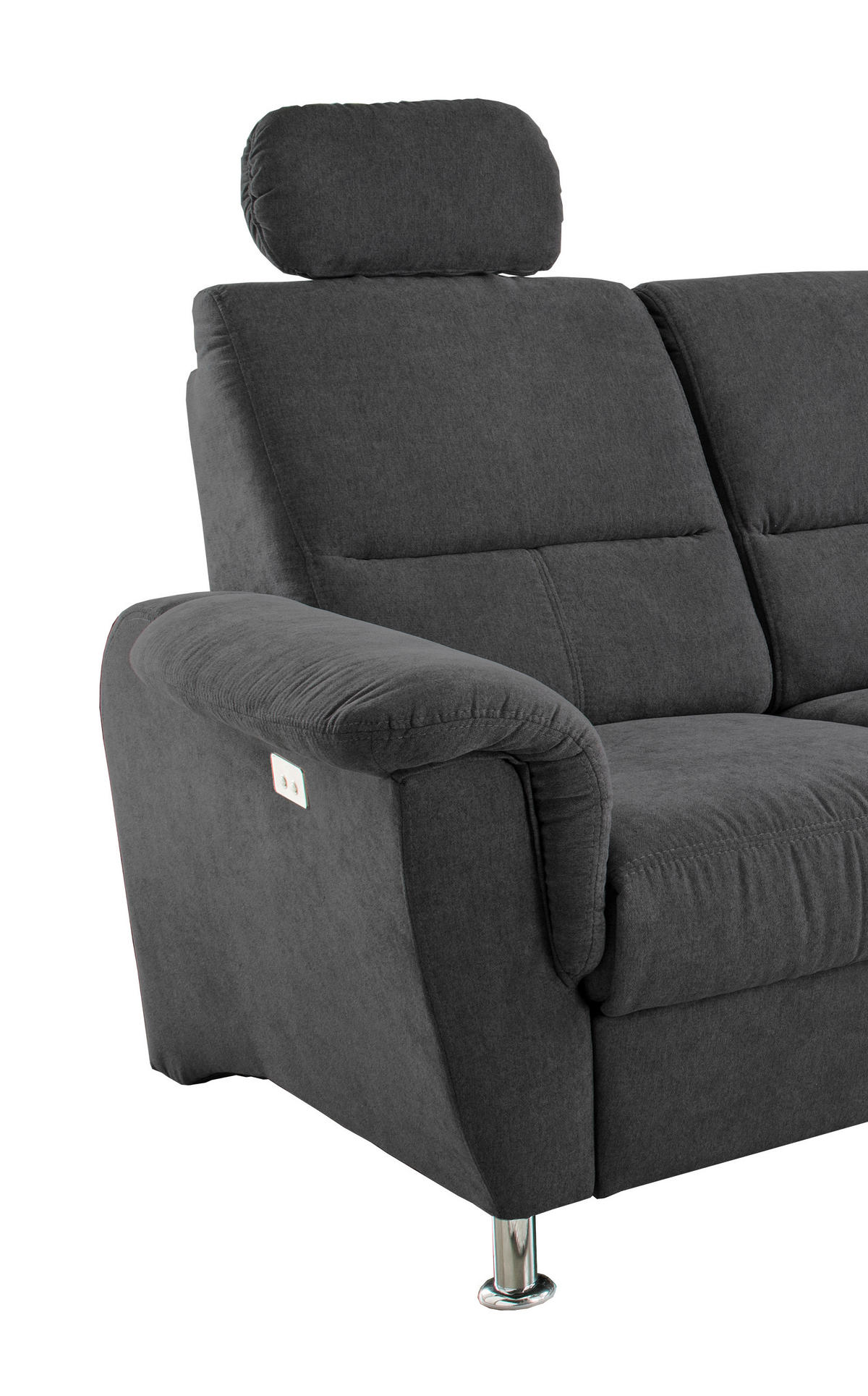 ECKSOFA Schwarz Mikrofaser  - Chromfarben/Schwarz, KONVENTIONELL, Textil/Metall (292/165cm) - Livetastic