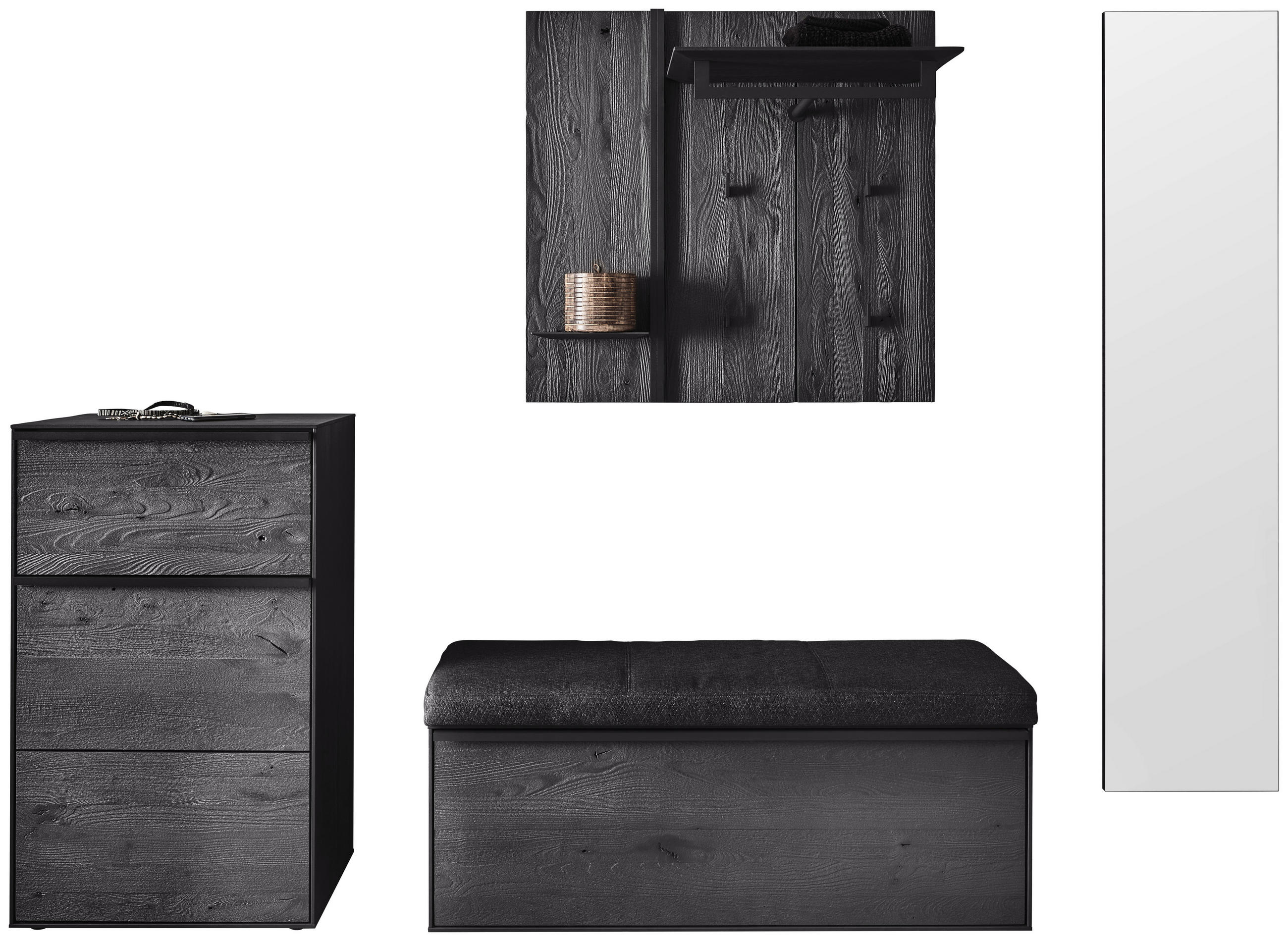 GARDEROBE  in 246/195/41 cm  - Anthrazit, Design, Glas/Holz (246/195/41cm) - Johann Jakob