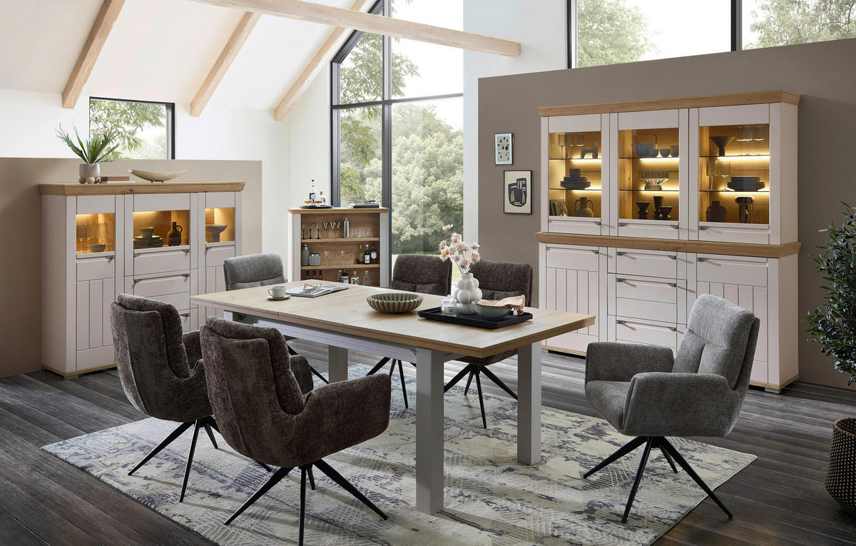 BUFFET 200/208/47 cm  in Kaschmir, Eiche Artisan  - Kaschmir/Eiche Artisan, ROMANTIK / LANDHAUS, Glas/Holzwerkstoff (200/208/47cm) - Landscape