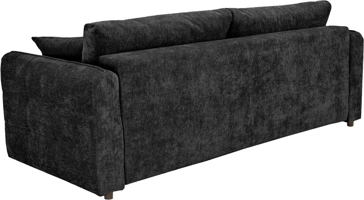 BOXSPRINGSOFA Chenille Anthrazit  inkl. Zierkissen, Rückenkissen, Bettkasten, Schlaffunktion  - Anthrazit/Schwarz, KONVENTIONELL, Kunststoff/Textil (235/94/103cm) - Novel