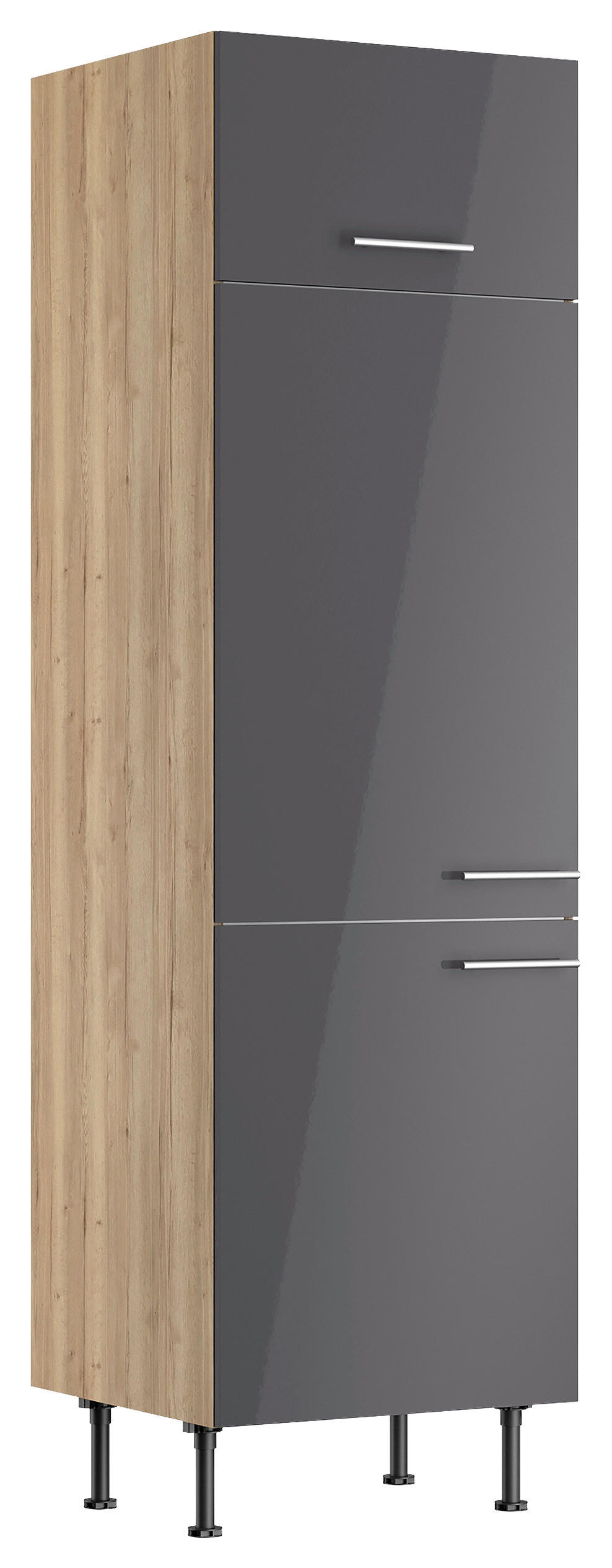 GERÄTEUMBAUSCHRANK 60/211,8/58,1 cm  in Anthrazit, Wildeiche  - Wildeiche/Edelstahlfarben, Basics, Holzwerkstoff/Metall (60/211,8/58,1cm) - Optifit
