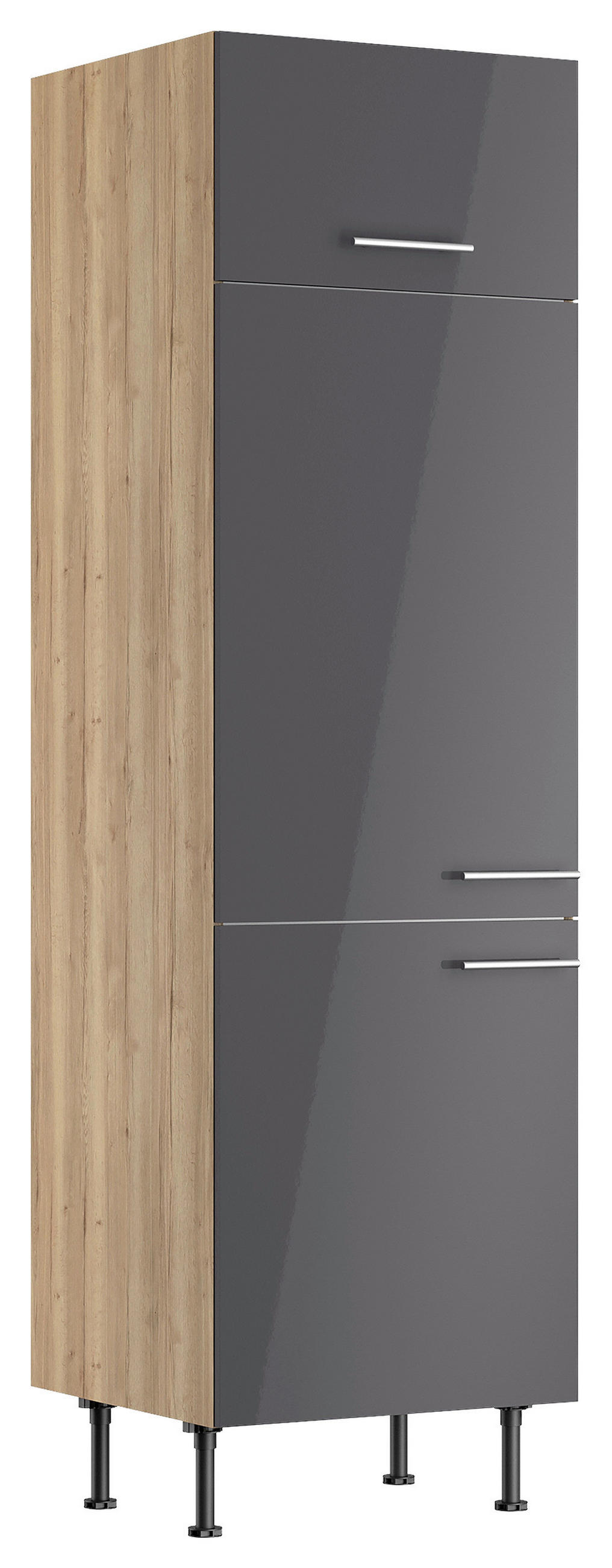 GERÄTEUMBAUSCHRANK 60/211,8/58,1 cm  in Anthrazit, Wildeiche  - Wildeiche/Edelstahlfarben, Basics, Holzwerkstoff/Metall (60/211,8/58,1cm) - Optifit