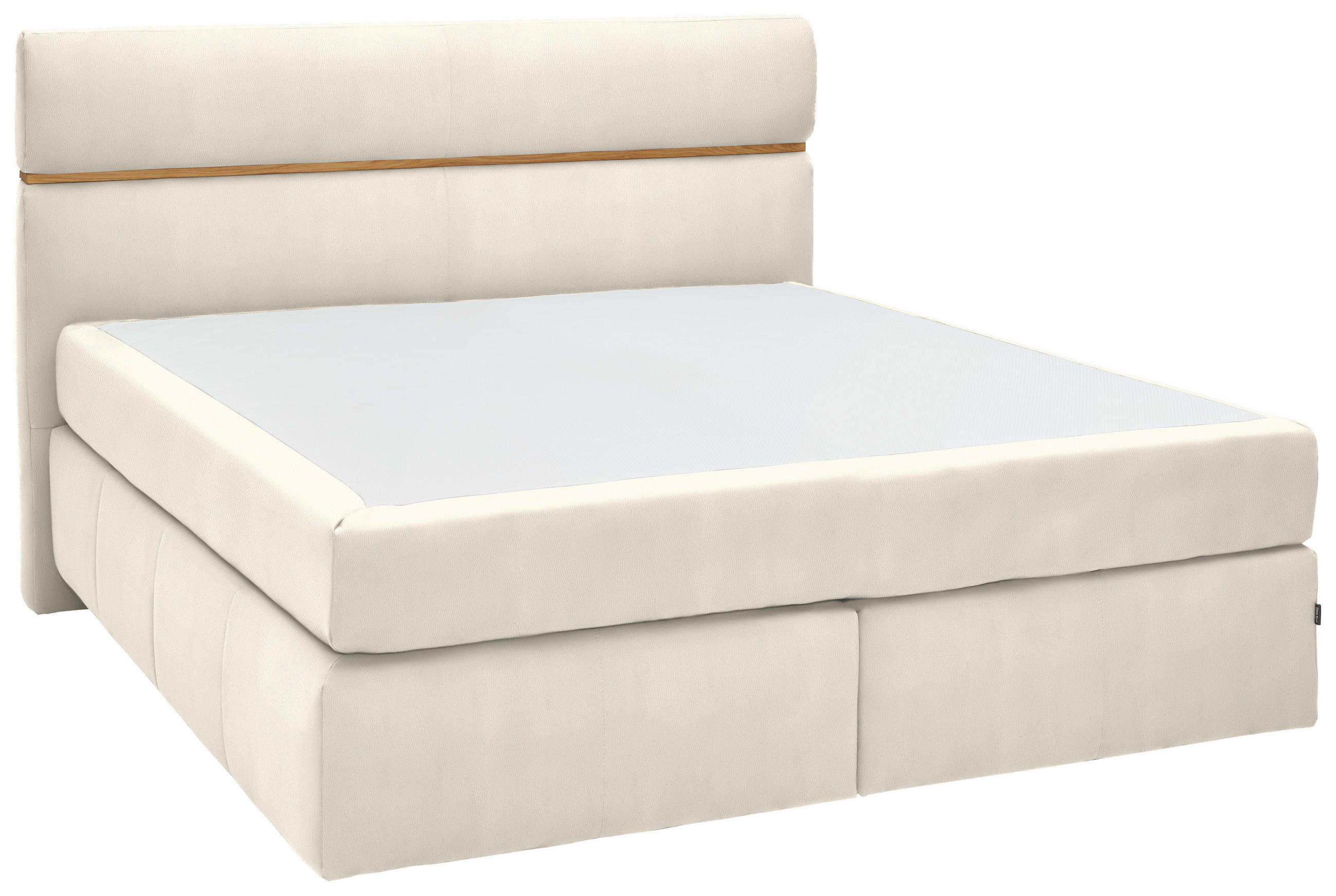 BOXSPRINGBETT 180/200 cm  in Creme, Eichefarben  - Eichefarben/Creme, KONVENTIONELL, Holz/Kunststoff (180/200cm) - Dieter Knoll
