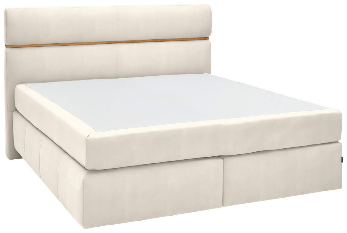 BOXSPRINGBETT 180/200 cm  in Creme, Eichefarben  - Eichefarben/Creme, KONVENTIONELL, Holz/Kunststoff (180/200cm) - Dieter Knoll