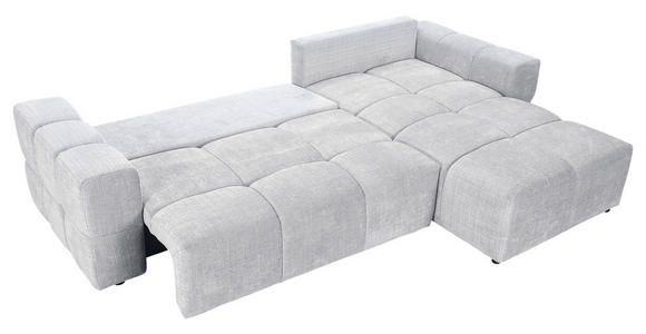 ECKSOFA Hellgrau Chenille  inkl. Zierkissen, Rückenkissen, Bettkasten, Schlaffunktion, Rücken echt, Liegefläche im Originalstoff  - Hellgrau/Schwarz, KONVENTIONELL, Kunststoff/Textil (283/180cm) - Carryhome