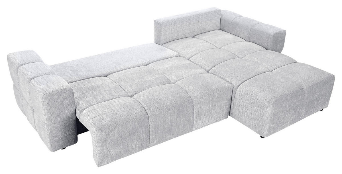 ECKSOFA Hellgrau Chenille  - Hellgrau/Schwarz, KONVENTIONELL, Kunststoff/Textil (283cm) - Carryhome