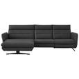 ECKSOFA in Echtleder Anthrazit  169/298 cm  - Anthrazit/Schwarz, Design, Leder/Metall (169/298cm) - Dieter Knoll