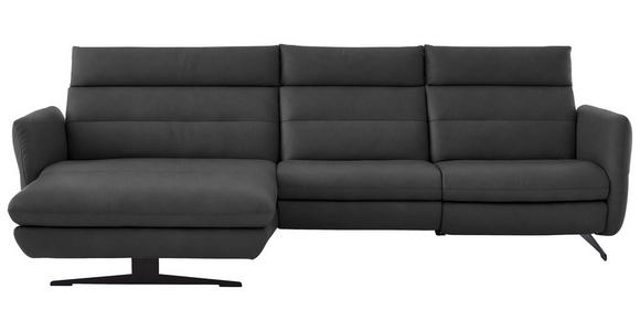 ECKSOFA in Echtleder Anthrazit  169/298 cm  - Anthrazit/Schwarz, Design, Leder/Metall (169/298cm) - Dieter Knoll