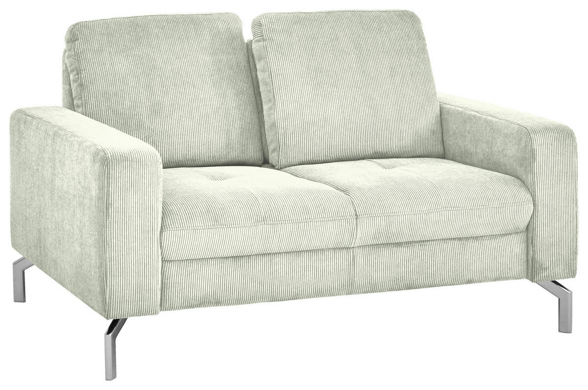 2-SITZER-SOFA  in Feincord Creme  - Chromfarben/Creme, Design, Textil/Metall (142/87/105cm) - Beldomo Style