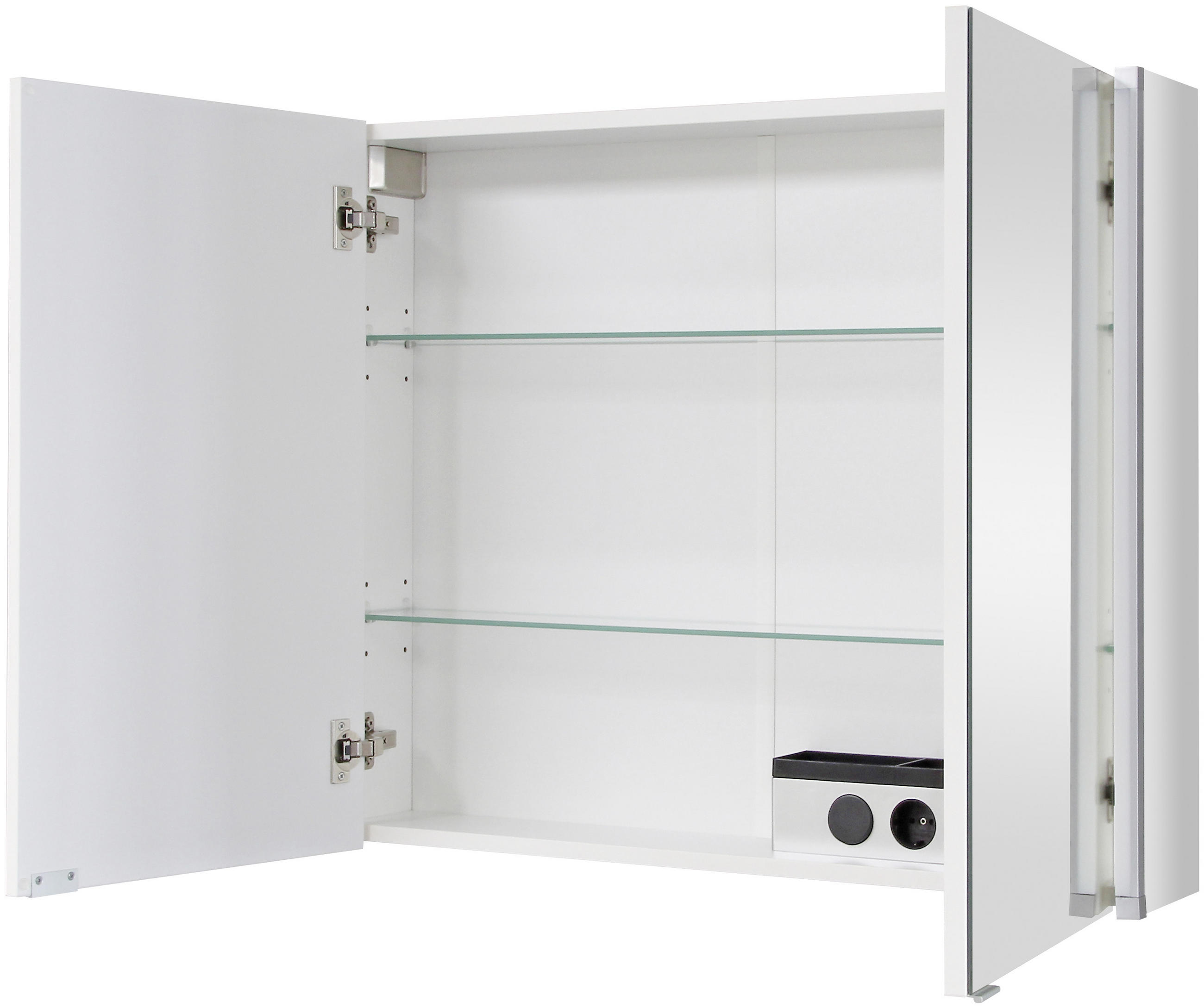 SPIEGELSCHRANK 81/67/16,5 cm  - Alufarben/Weiß, MODERN, Glas/Holzwerkstoff (81/67/16,5cm) - MID.YOU