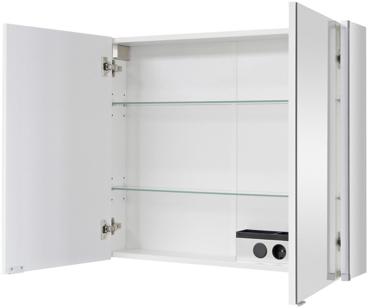 SPIEGELSCHRANK 81/67/16,5 cm  - Alufarben/Weiß, MODERN, Glas/Holzwerkstoff (81/67/16,5cm) - MID.YOU