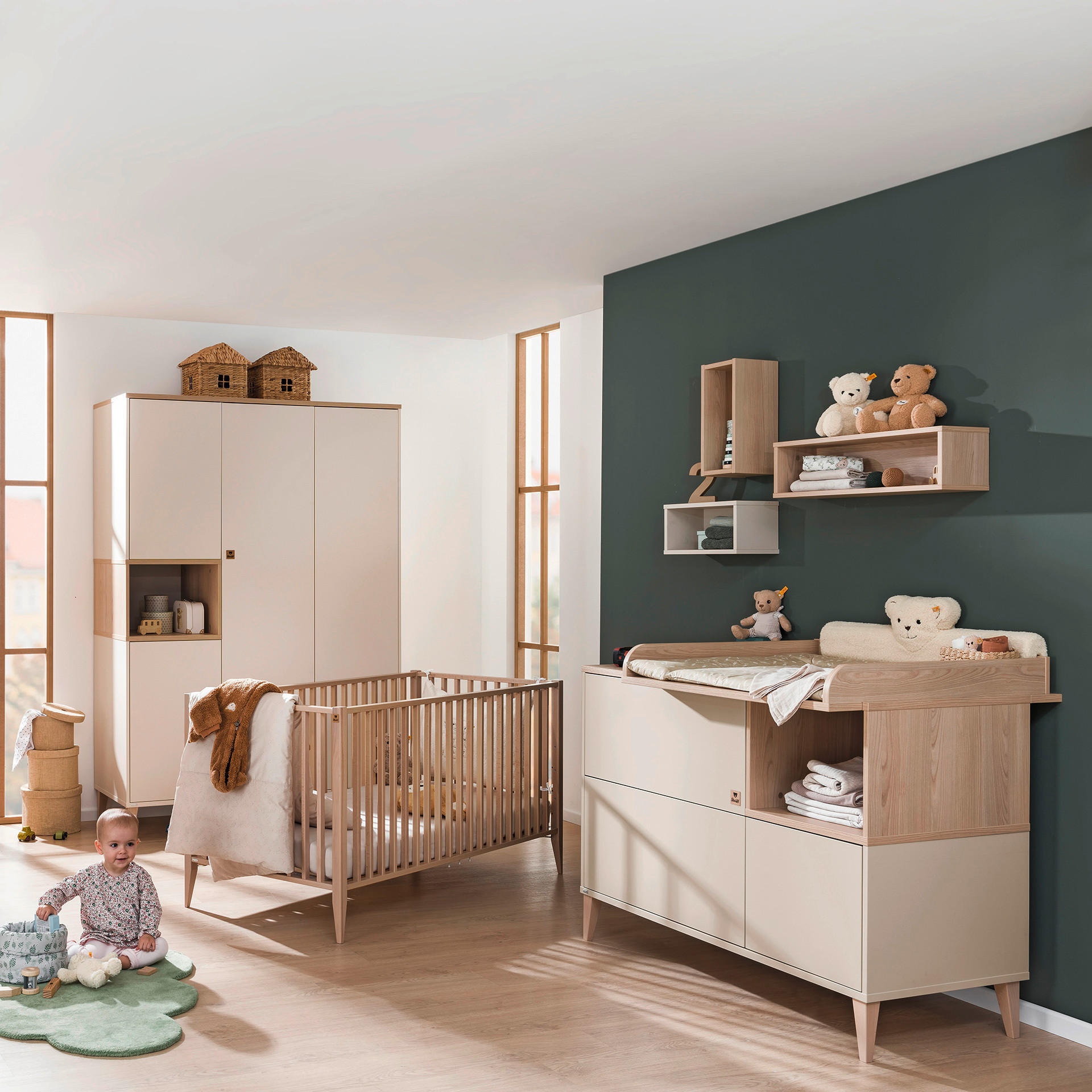 Thumbnail - Paidi Babykleiderschrank Mila & Ben, Buche, Beige, Holzwerkstoff, massiv, 141.2x205.8x51.3 cm, Blauer Engel, Goldenes M,...