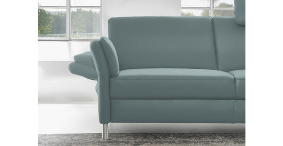 3-SITZER-SOFA Latina in Echtleder Blau   - Blau/Alufarben, Design, Leder/Metall (190/82/99cm) - Dieter Knoll