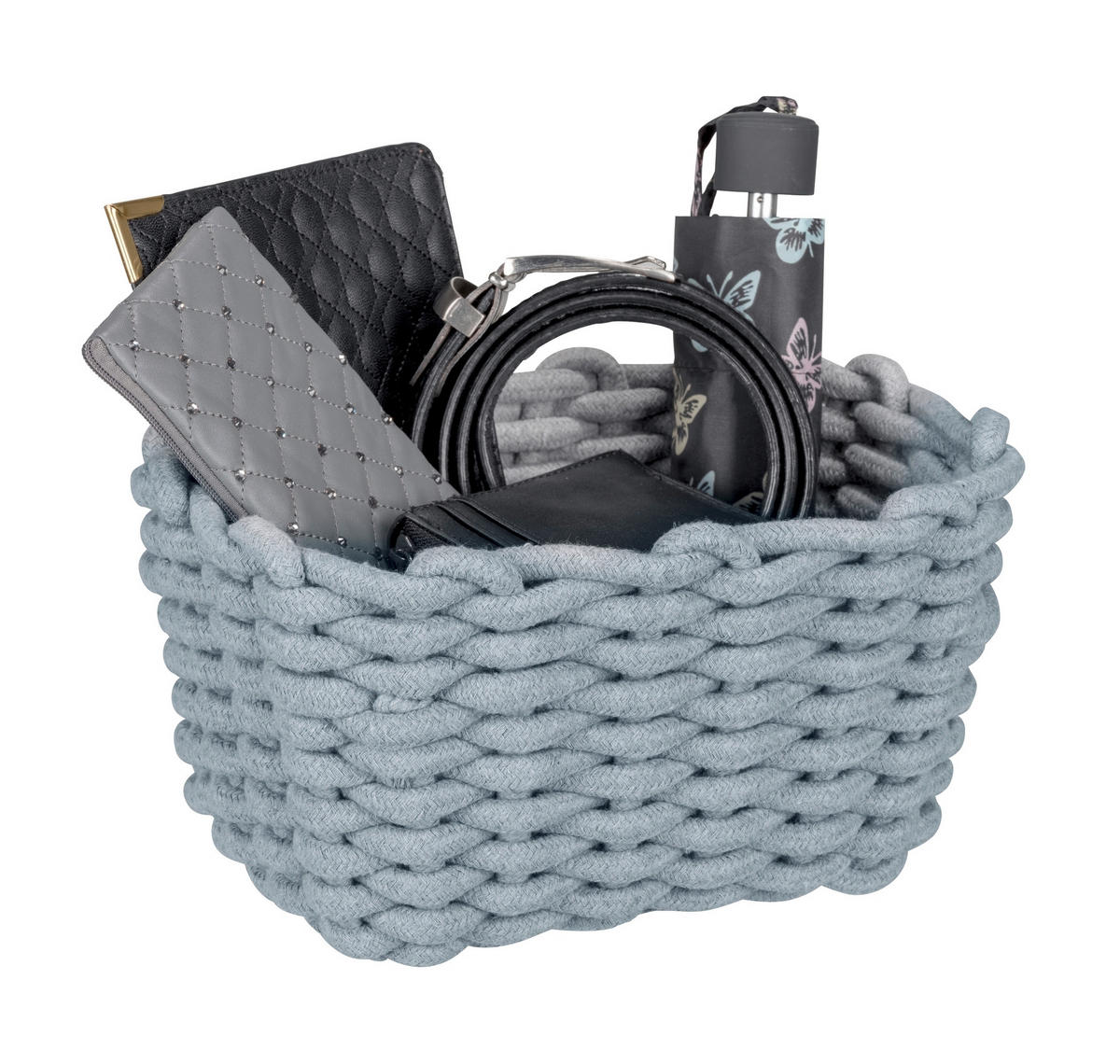 AUFBEWAHRUNGSKÖRBCHEN     - Hellgrau, Basics, Naturmaterialien/Textil (25/18/15cm) - Wenko