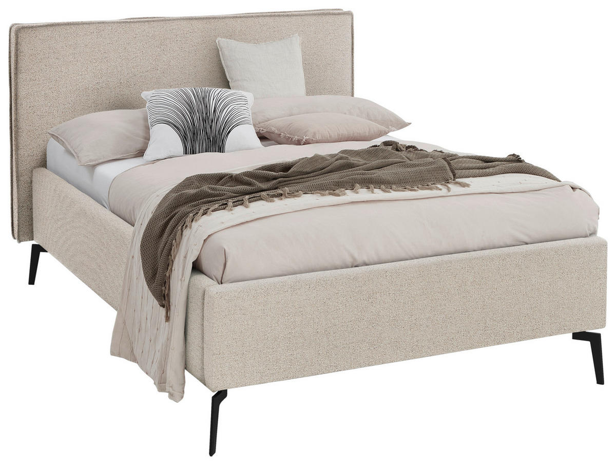 POLSTERBETT 140/200 cm  in Beige  - Beige/Schwarz, Design, Textil/Metall (140/200cm) - home24