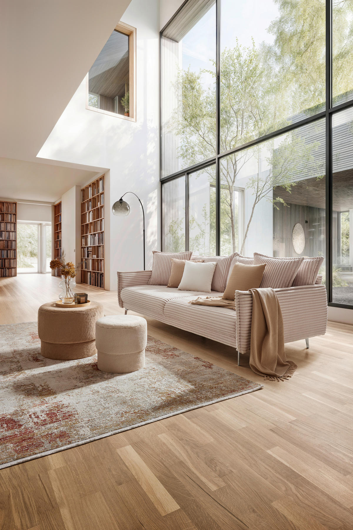 BIG SOFFA i vit  - vit/kromfärg, Modern, metall/trämaterial (241/90/117cm) - Carryhome