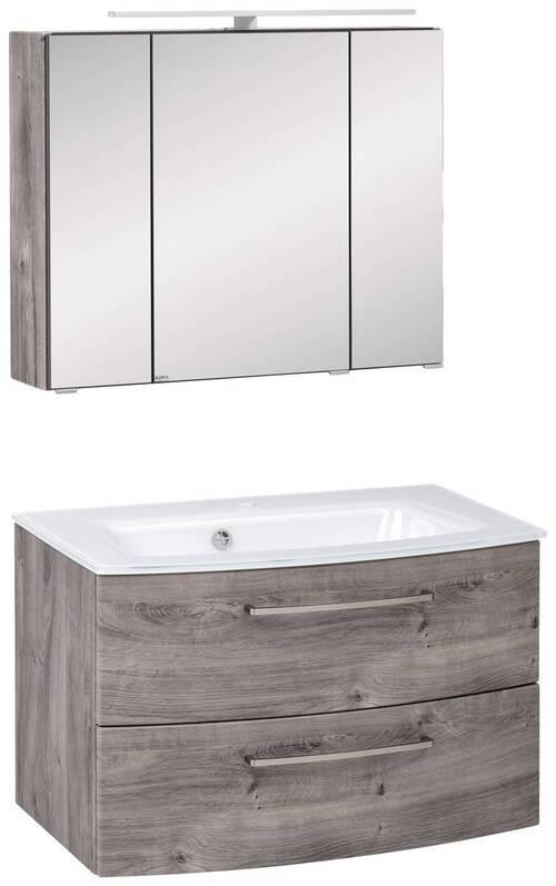 BADEZIMMER  in 80 cm  - Eichefarben/Weiß, KONVENTIONELL, Glas/Holzwerkstoff (80cm) - Held