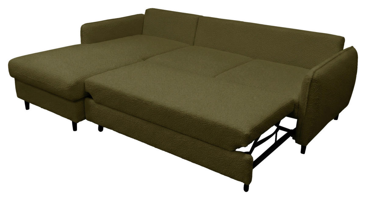 ECKSOFA LAPIT in Chenille Grün  170/240 cm  - Schwarz/Grün, Design, Holz/Textil (170/240cm) - MID.YOU