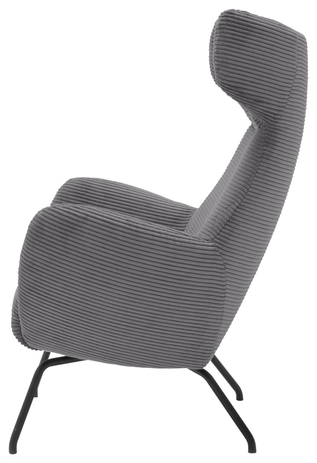 OHRENSESSEL in Cord Dunkelgrau  - Dunkelgrau/Schwarz, Design, Textil/Metall (79/117/82cm) - Lomoco