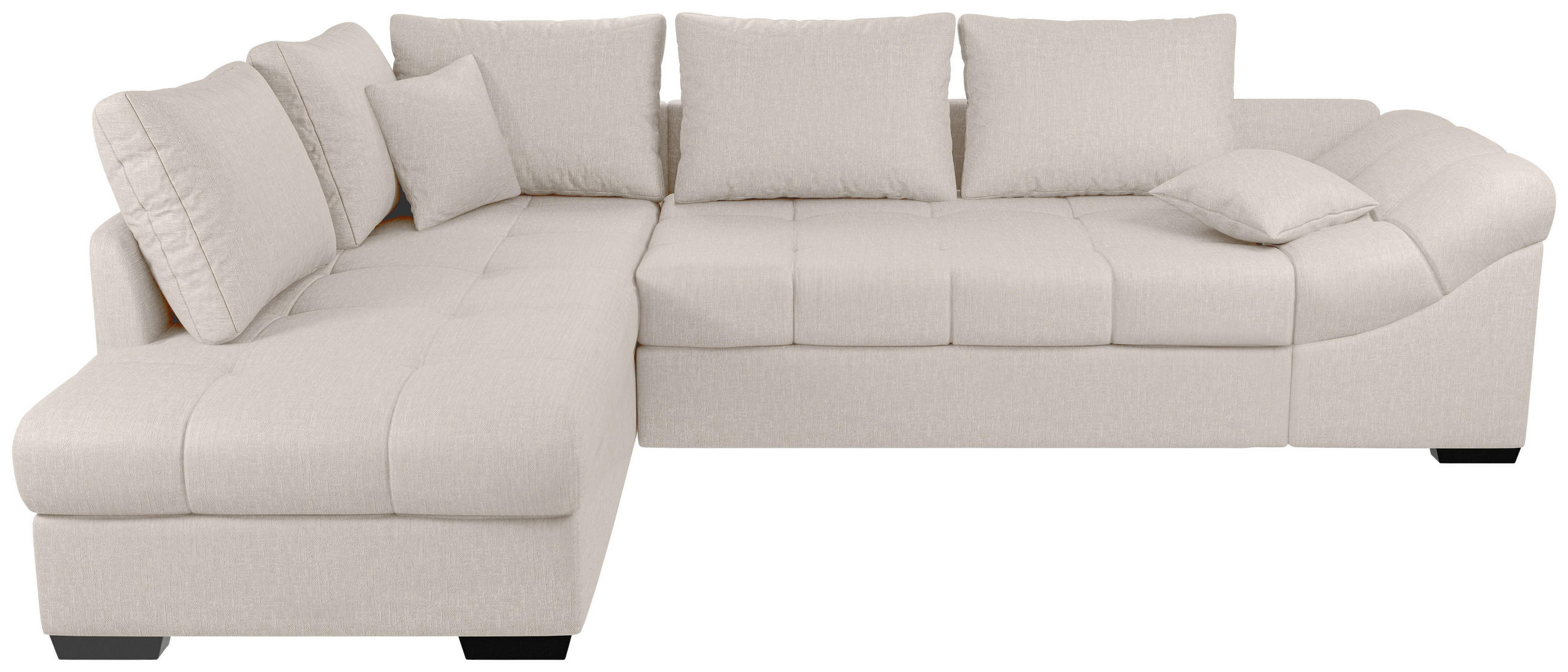 ECKSCHLAFSOFA in Weiss Textil   - Weiss/Schwarz, Modern, Holz/Textil (202/298cm) - MID.YOU