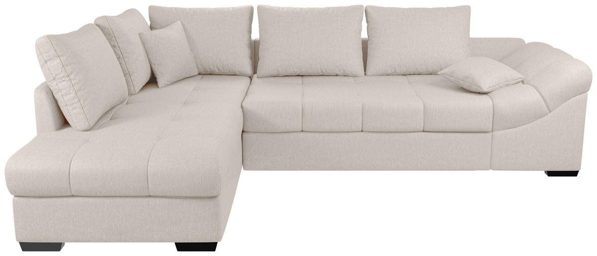 ECKSCHLAFSOFA in Weiss Textil   - Weiss/Schwarz, Modern, Holz/Textil (202/298cm) - MID.YOU