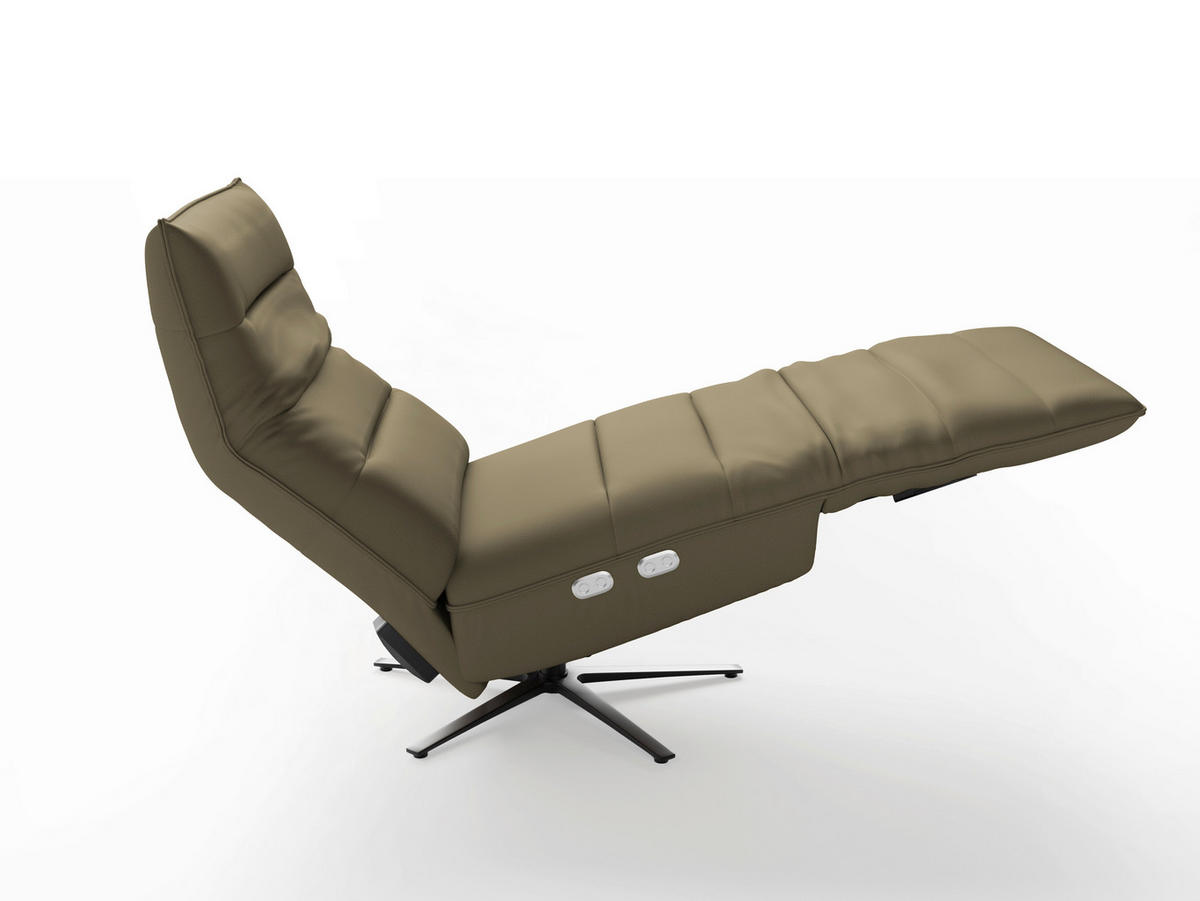 RELAXAČNÍ KŘESLO, kůže, olivově zelená - černá/olivově zelená, Basics, kov/kůže (80/109/98cm) - Sit & More
