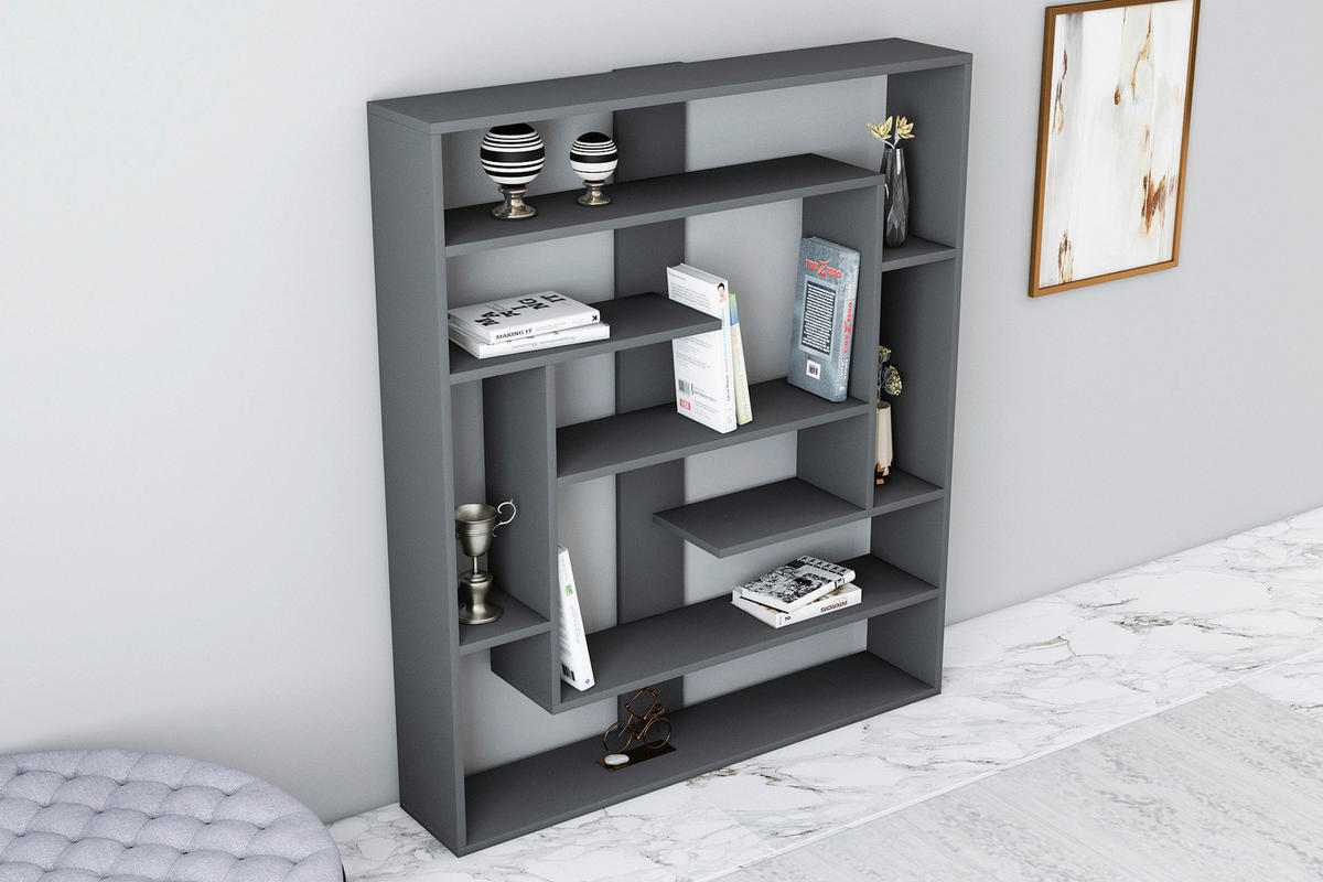 REGAL Anthrazit  - Anthrazit, Design, Holzwerkstoff (114/132/22cm) - Livetastic