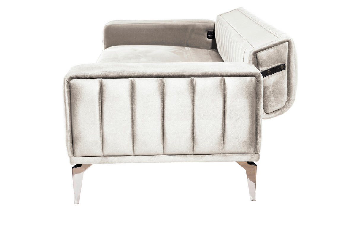 3-SED,  krem barve tekstil  - krem barve/barve aluminija, Design, umetna masa/tekstil (236/77/87cm) - Livetastic