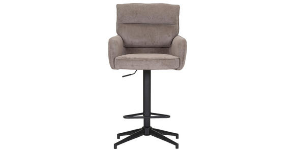 BARHOCKER Cord Braun Stoffauswahl, Sitzfläche 360° drehbar  - Schwarz/Braun, Design, Textil/Metall (54/98-120/58cm) - Novel