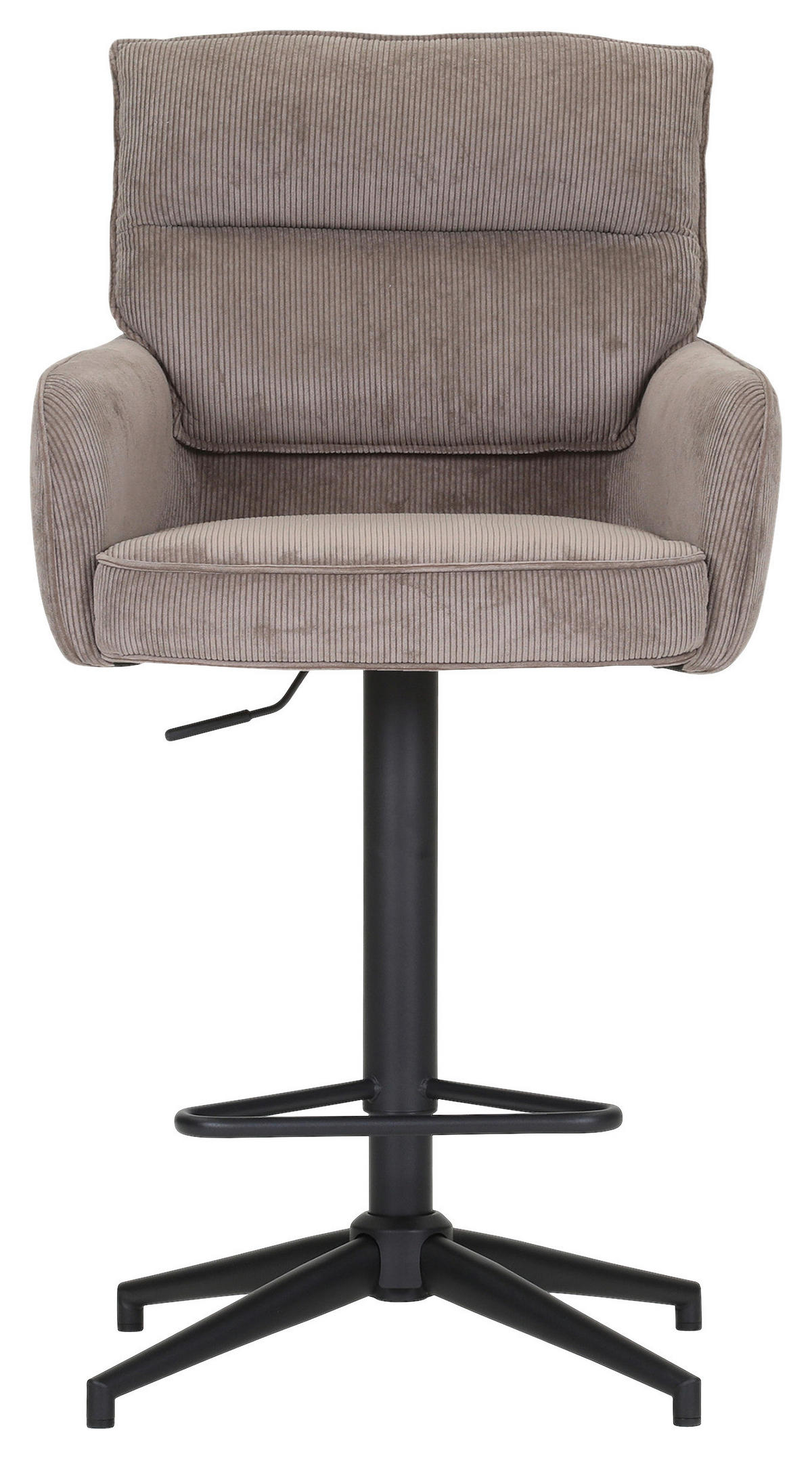 BARHOCKER Cord Braun Stoffauswahl, Sitzfläche 360° drehbar  - Schwarz/Braun, Design, Textil/Metall (54/98-120/58cm) - Novel