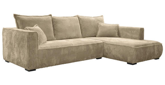 ECKSOFA Beige Cord Zierkissen, Rückenkissen  - Beige/Schwarz, MODERN, Holz/Textil (322/208cm) - Carryhome