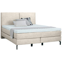 BOXSPRINGBETT 200/200 cm  in Creme  - Creme/Schwarz, Konventionell, Textil/Metall (200/200cm) - Dieter Knoll