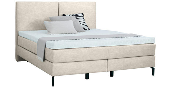 BOXSPRINGBETT 180/200 cm  in Creme  - Creme/Schwarz, KONVENTIONELL, Textil/Metall (180/200cm) - Dieter Knoll