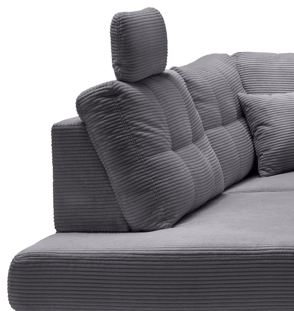 ECKSOFA in Cord Grau  - Naturfarben/Grau, Modern, Holz/Textil (206/274cm) - Livetastic