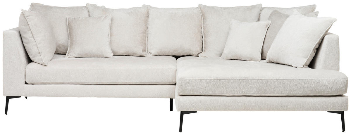 ECKSOFA in Chenille Beige  289/170 cm  - Beige/Schwarz, Design, Textil/Metall (289/170cm) - Stylife