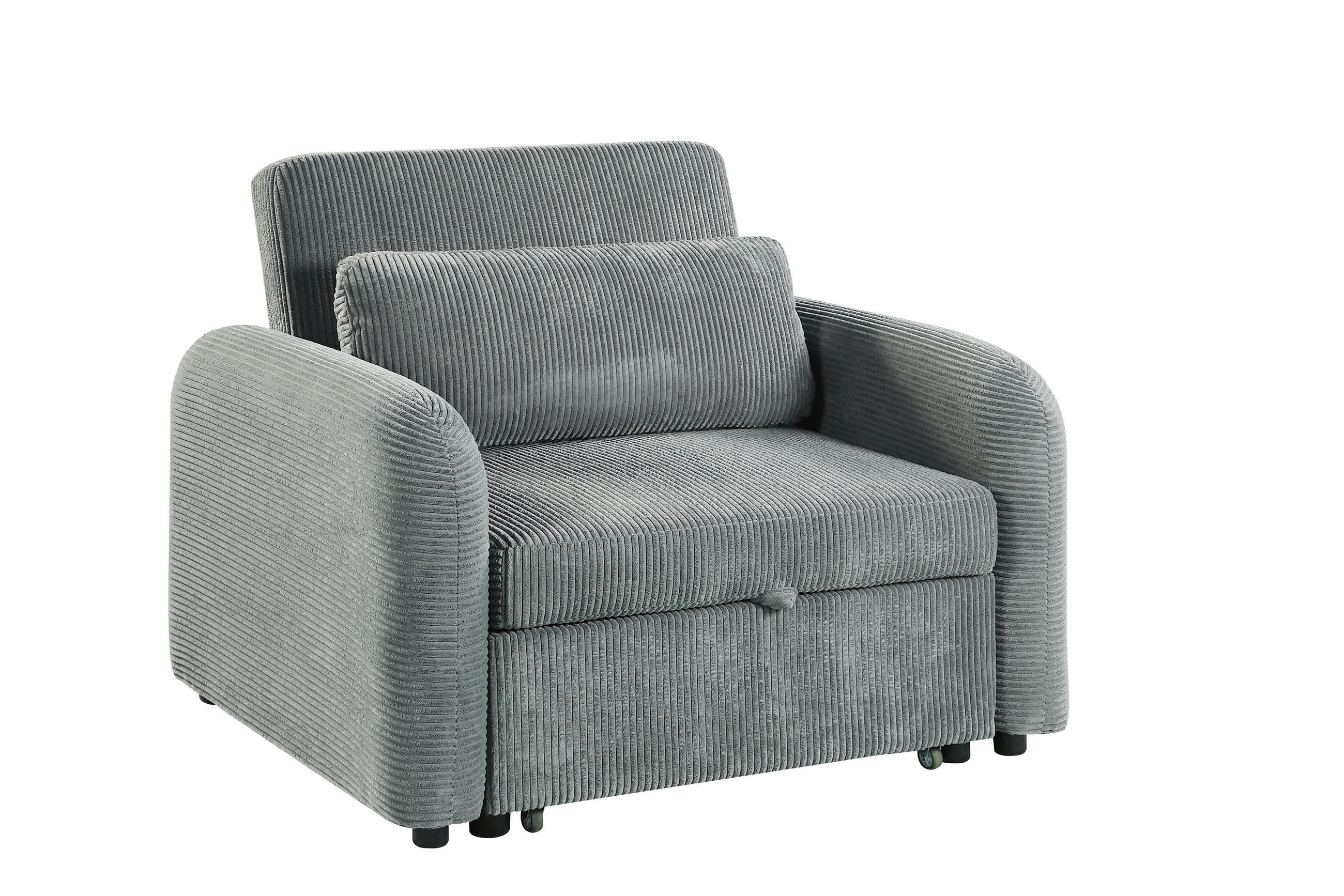 SCHLAFSESSEL PIANA Cord Dunkelgrau Liegefunktion  - Dunkelgrau/Schwarz, Design, Kunststoff/Textil (108/86/90cm) - MID.YOU