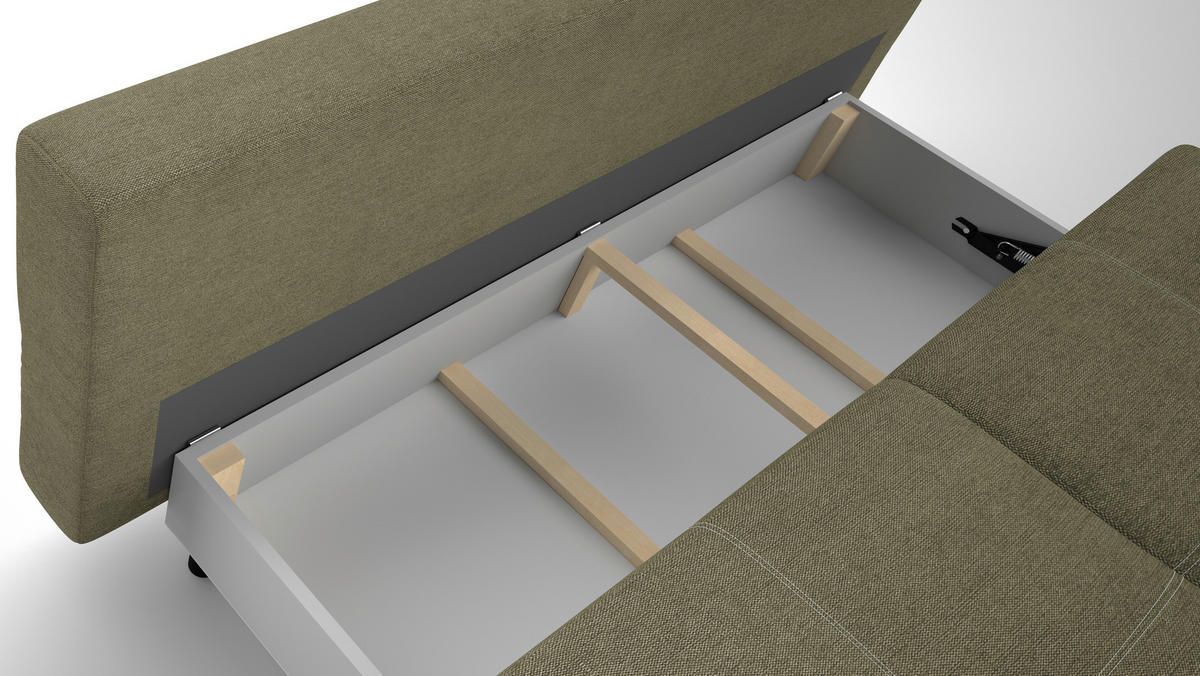 SCHLAFSOFA  mit Schlafen auf Sitzhöhe, Rücken echt Struktur Olivgrün  - Schwarz/Olivgrün, Design, Textil/Metall (197/94/96cm) - MID.YOU